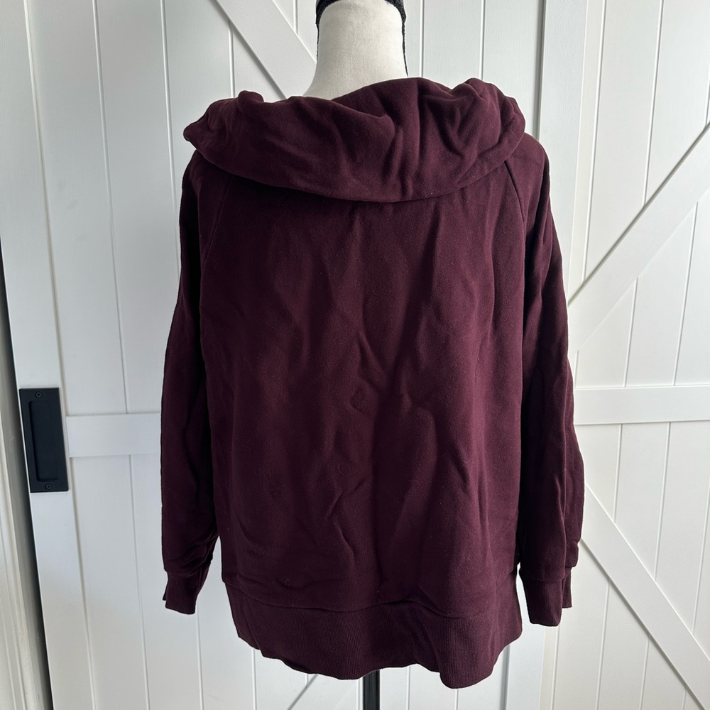 Victoria Sport Burgundy Cowl Neck Sweatshirt Pullover Size M Cozy Athleisure - Picture 2 of 3